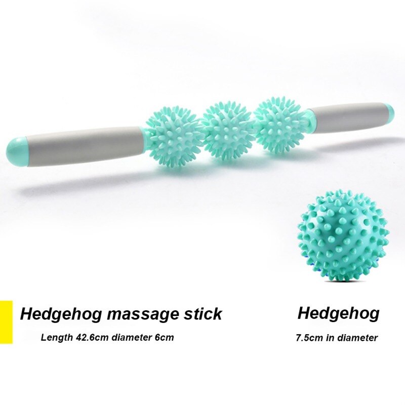 Yoga Spier Massage Roller Hoge Sterkte Stok Fitness Gym Body Taille Been Back Relax Sport Tool Met 3 Punt Spiky ballen