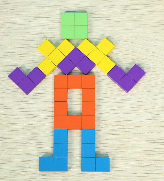 Wooden Tetris Puzzle Brain Teasers Game