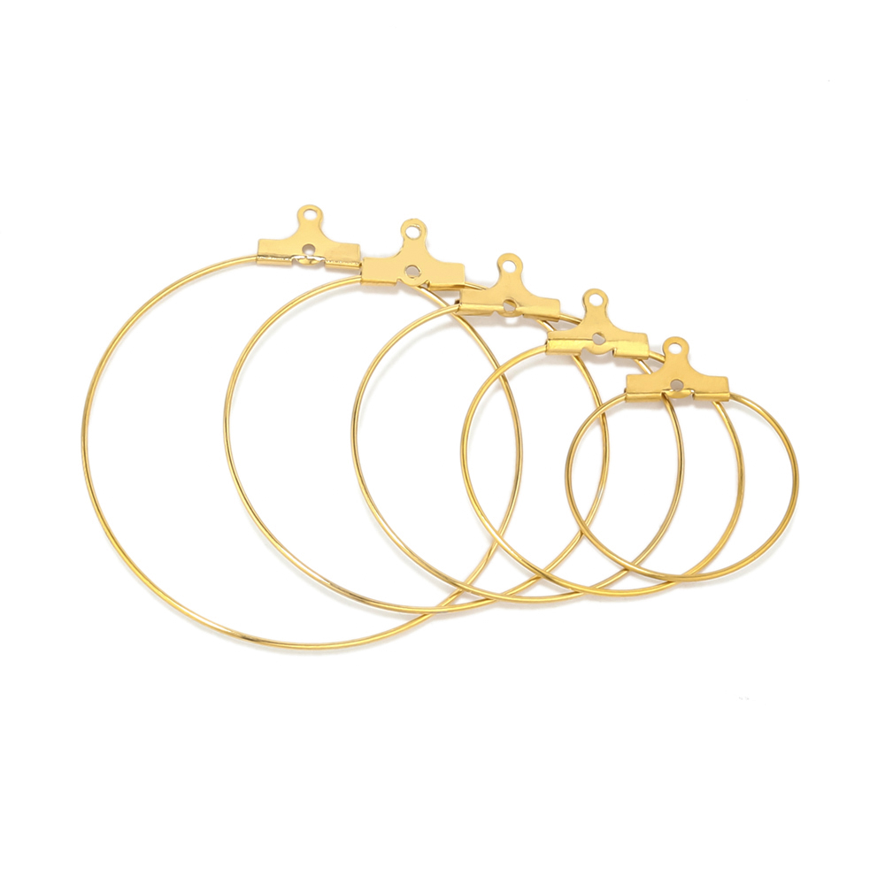 Pendientes de aro de acero inoxidable para mujer, aretes grandes de 20/25/30/35/40/45mm, Conector de ganchos de alambre para oreja, fabricación de joyas DIY, 20 piezas