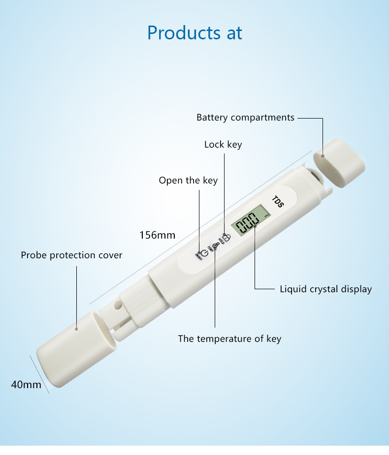 TDS Meter Digital Water Tester Thermometer 2-in-1 TDS Meter 0-9999ppm Ideal ppm Meter for Drinking Water Aquariums