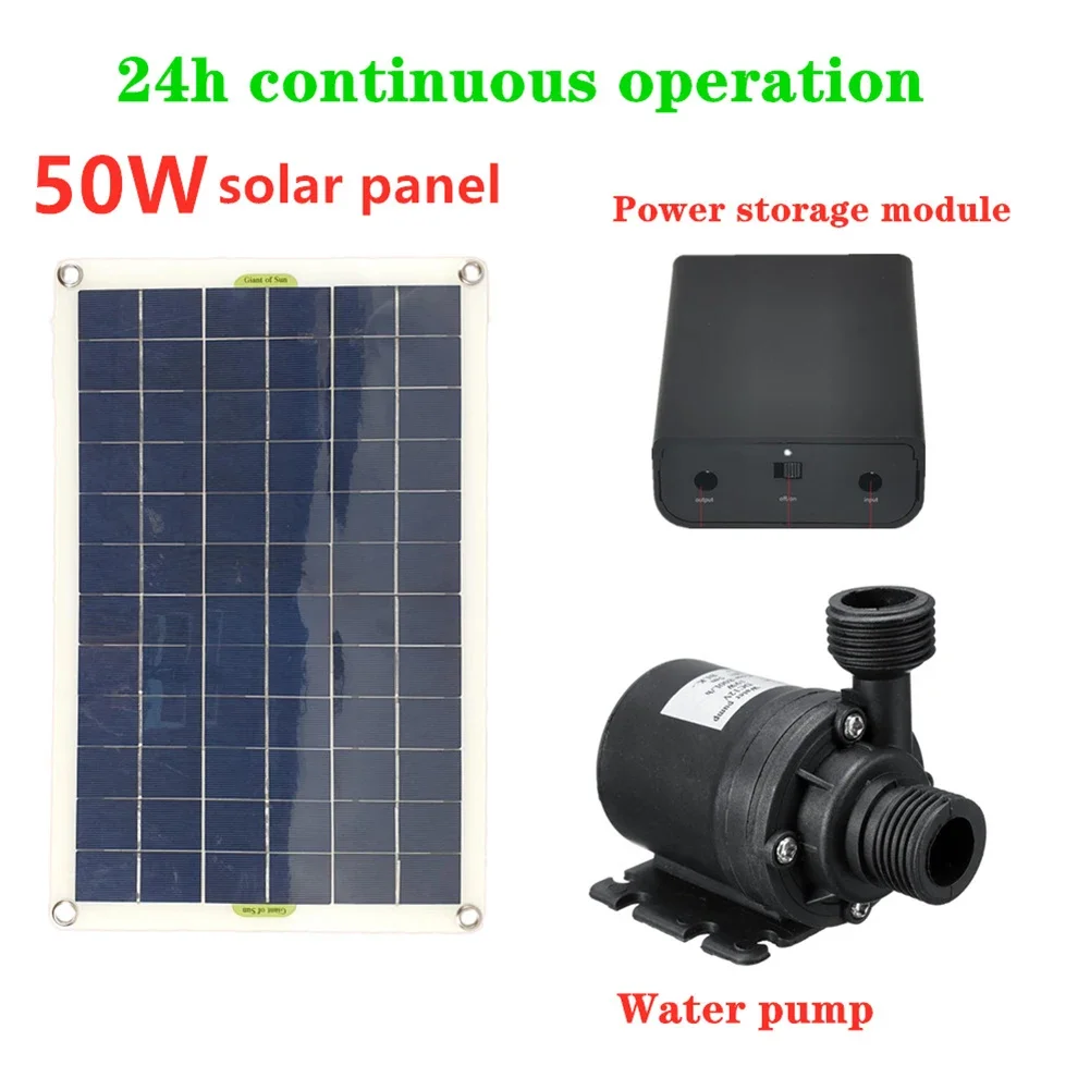 50W 800L/H DC 12V Waterfall Fountain Garden Pond Decor Solar Water Pump Kits