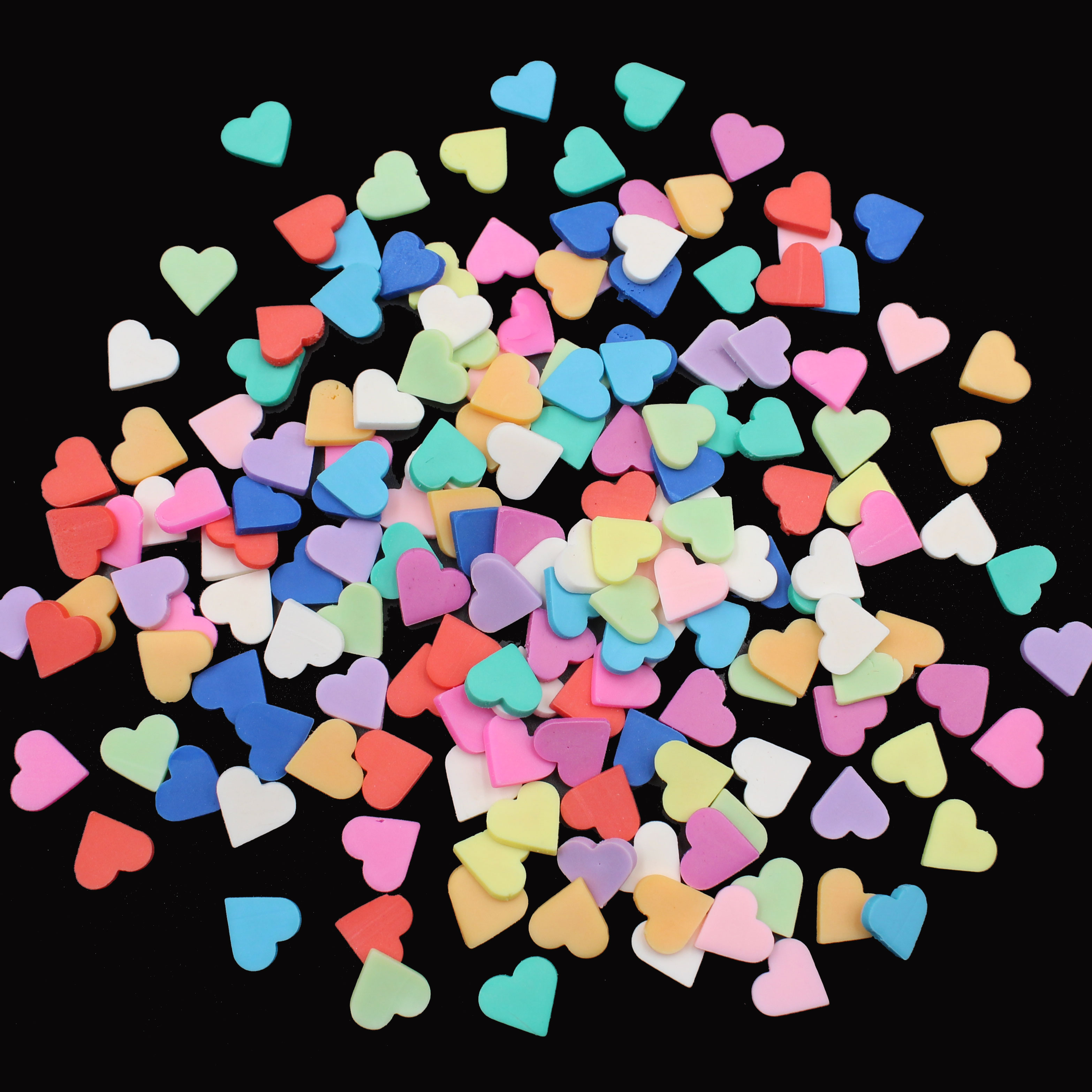 100g/Lot 8mm Heart-Shaped Polymer Clay Sharp-bottomed Heart Slices Sprinkles for Arts Decoration Diy Crafts Filler Accessories
