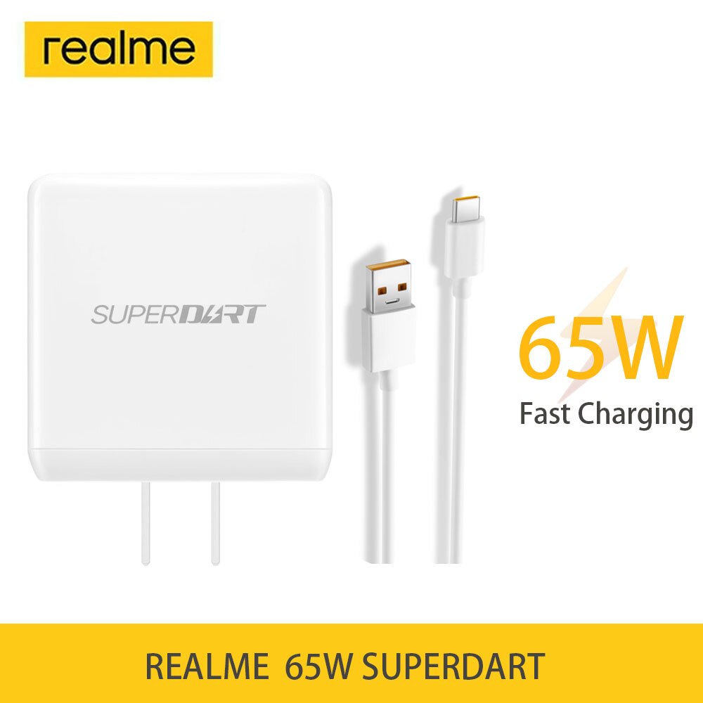 Realme 65W SuperDart Charger USB to Type C Fast Charging For Realme X9 Pro 7 Pro X7 Q2 X50 Pro XT X3 C3 C15