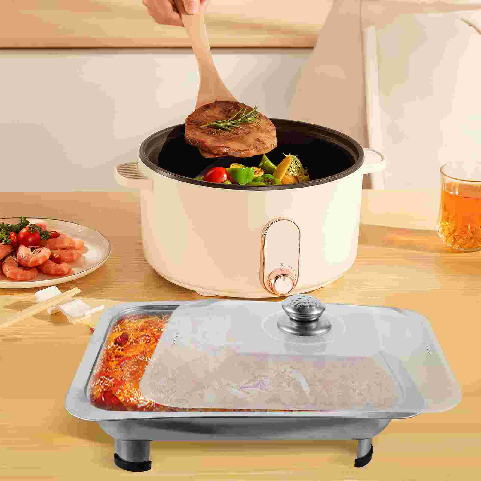 Stainless Steel Dinner Plate Serving Platter Tray with Lid Buffet Reusable Trays Lids Banquet: Default Title