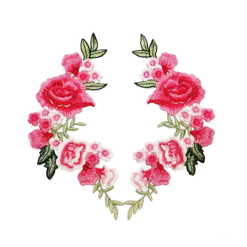 DIY Kleding Patch 1 PC/2 PCS Voor Jeans Badges Zak Naaien Borduren Ambachten Sticker Rose Bloem kleding Accessoires Applique: Rose Red