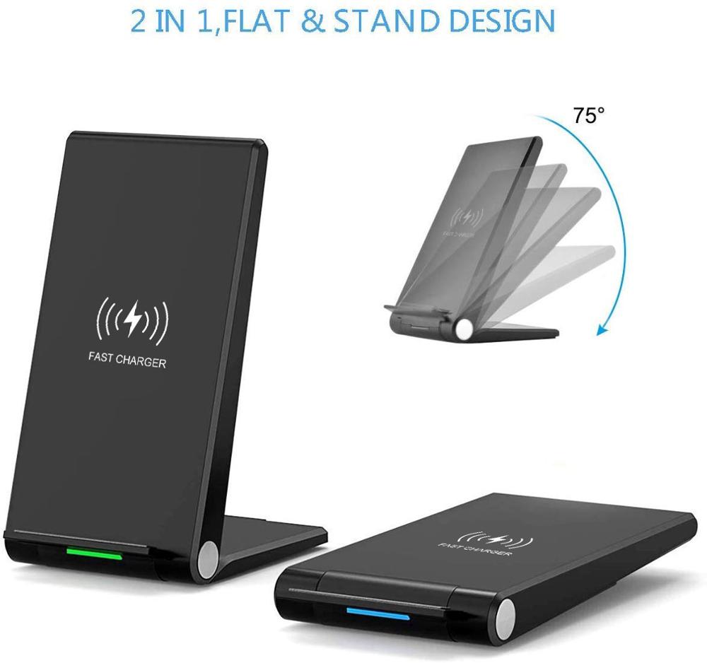 FDGAO 15W/10W Fast Qi Wireless Charger Stand For iPhone 11 Pro XS XR USB C Charging For Samsung S20 S10 S9 Foldable Phone Holder