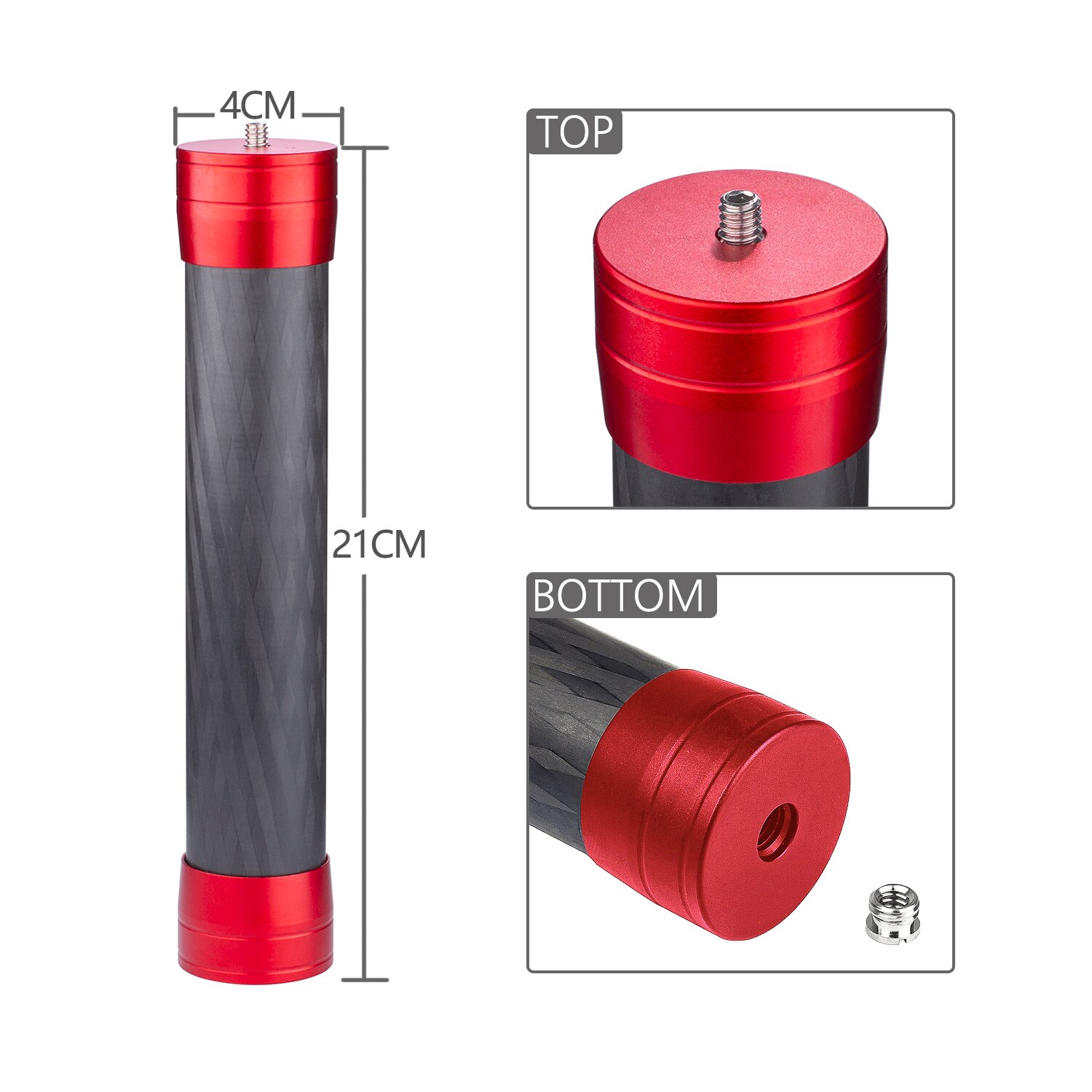 SETTO Tripod Center Column Extension Tube Extender Pole Handheld Bar Telescopic Stick Rod for Gimbal/DJI/Zhiyun/DSLR Camera led: MC36 Red