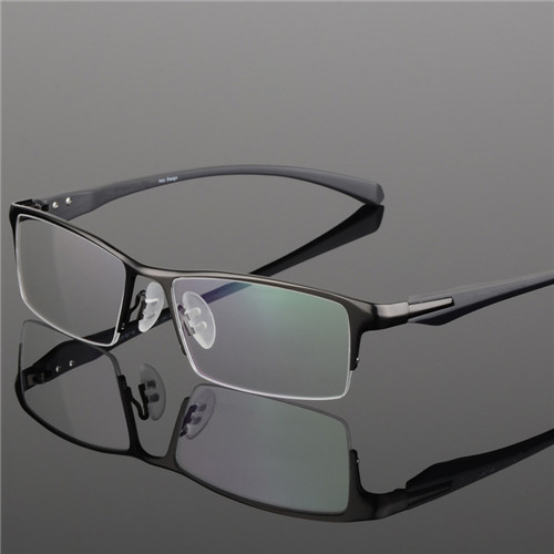 Gafas de titanio de para hombre, montura para gafas de miopía para hombre: Gris