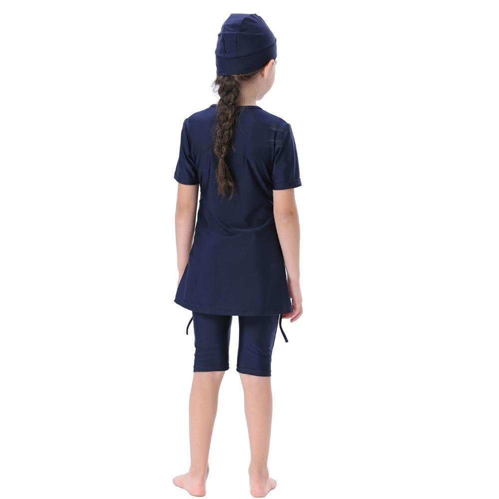 3 stücke Mädchen Badeanzüge Muslimischen Swimwears Kinder Schwimmen Shorts Tauchen Anzüge Burkinis Arabischen Islam Kurze Schwimmen Strand Tragen Schwimmen Caps