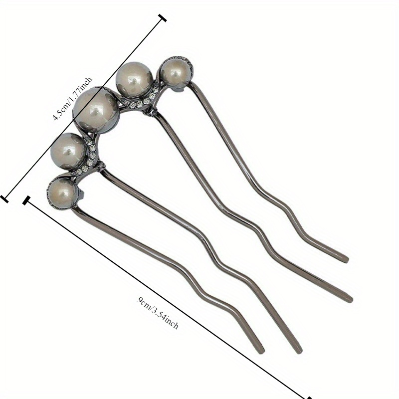 Modieuze U-vormige haarspeld met strass en kunstparels, haarkam van zinklegering voor feesten, en dagelijks gebruik voor meisjes