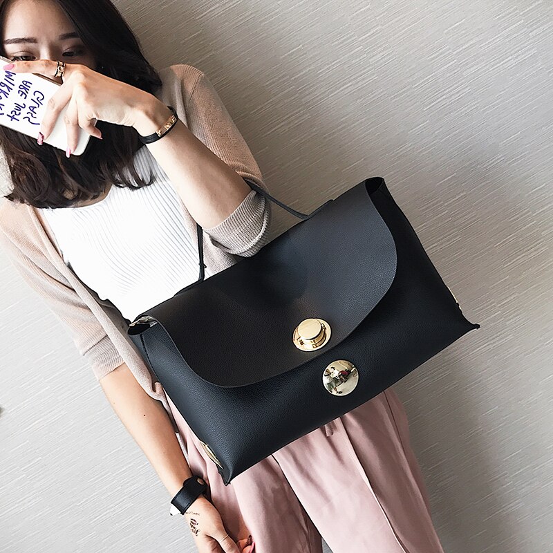 Western style Women Handbags PU leather Women Tote bags Locks Big Bags Commute Simple Boston bag