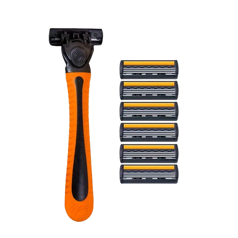 3-laags scheerapparaatzakPremium roestvrijstalen veiligheidsscheermes met vervangbare mesjes - Glad en comfortabel scheren voor mannen en vrouwen: Goud