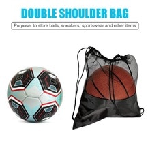 Multifunktionel fodbold opbevaringspose organisator bærbar sort basketball net taske udendørs sports træning tilbehør