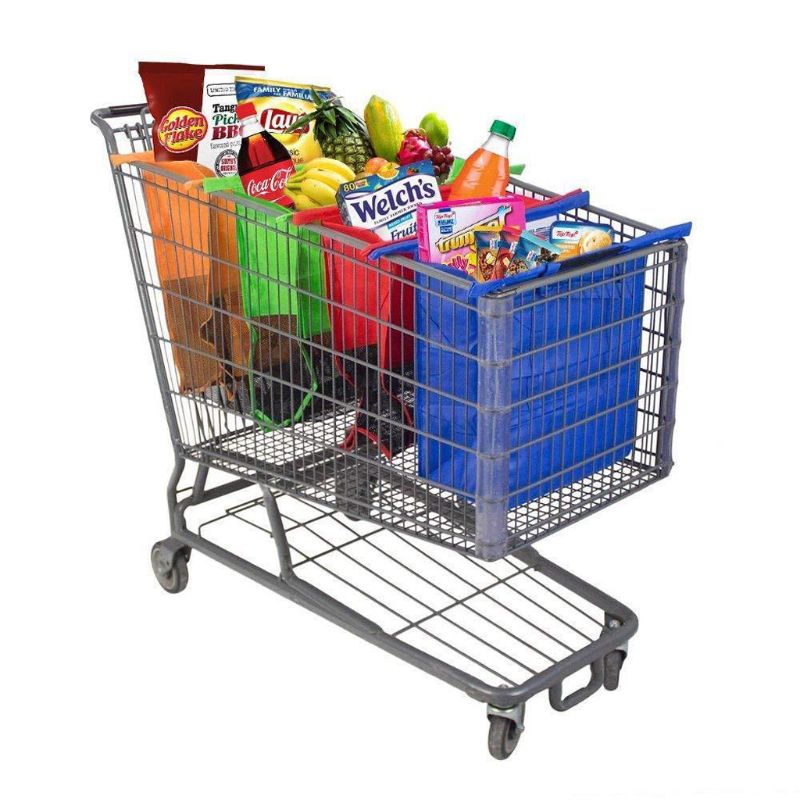 4 Pack Herbruikbare Trolley Tassen Winkelwagentje Tassen Trolley Tassen Herbruikbare Kruidenier Kar Tassen Voor Warm Of Koud Boodschappen