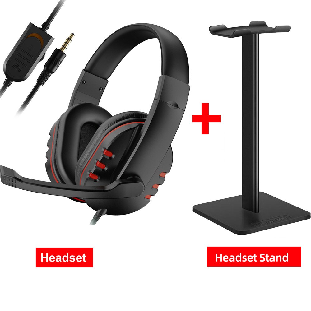 Auriculares estéreo para videojuegos, cascos con cable de 3,5mm para Xbox one, PS4, PC, con micrófono y Control de volumen: Red Add S