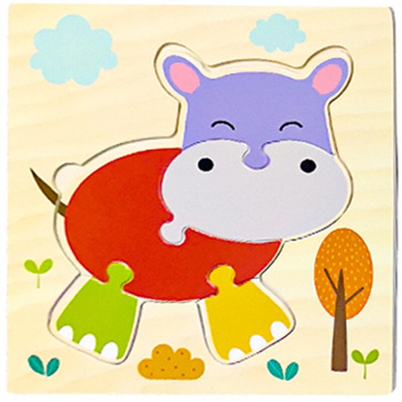 15*15cm dziecko drewniane zabawki zwierząt/ruchu Puzzle Jigsaw dla małych dzieci 1-3 lat stare chłopcy i dziewczęta wczesna nauka zabawka edukacyjna prezent: 12