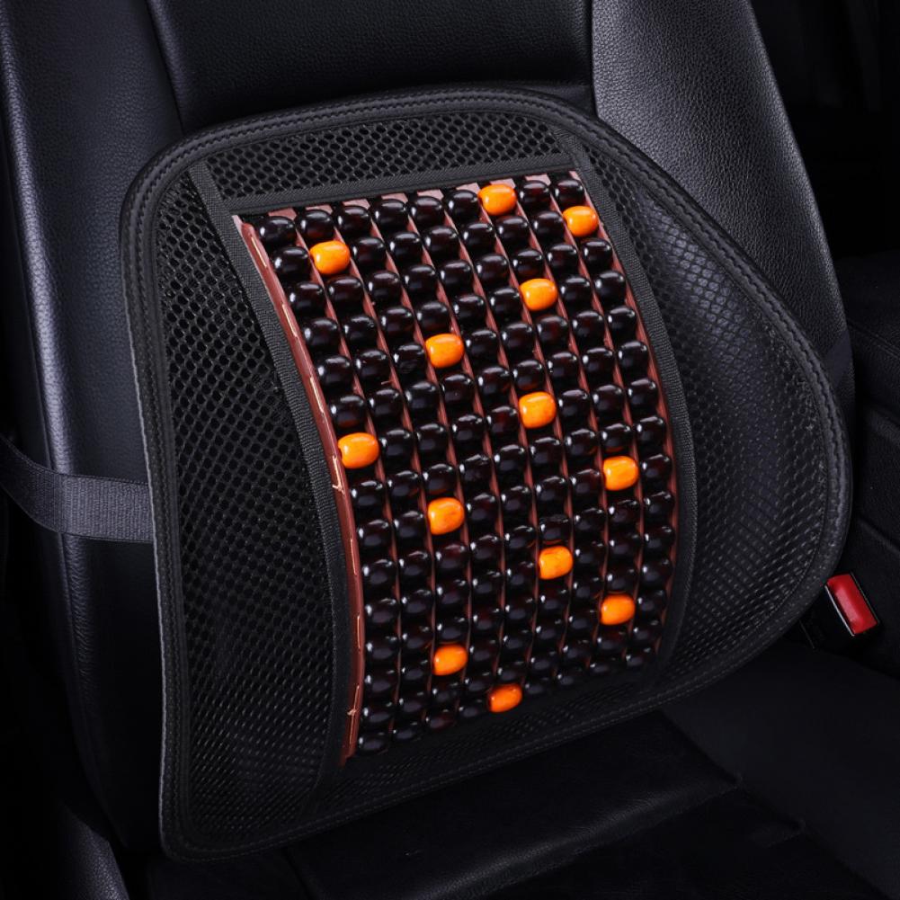 Wooden Bead Backrest Adjustable Breathable Undeformable Soft Chair Back Cushion for Car