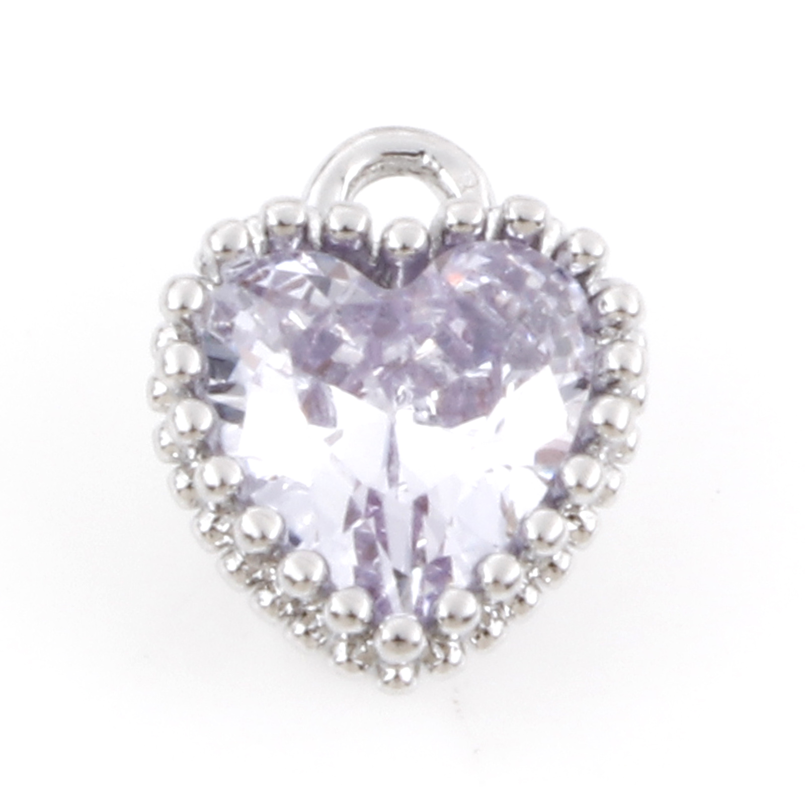 Abalorios de piedra de nacimiento de 2 piezas, 12 colores, corazón, Color plateado, colgantes para collar, pulsera, fabricación de joyas, cuentas de diamantes de imitación Diy, 8x6,5mm: Rodio plateado