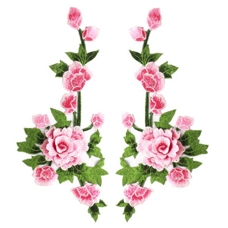 1 par de parches de tela bordados con flores para mujer, apliques de decoración de tela, estilo chino, 35x15CM: NICKEL