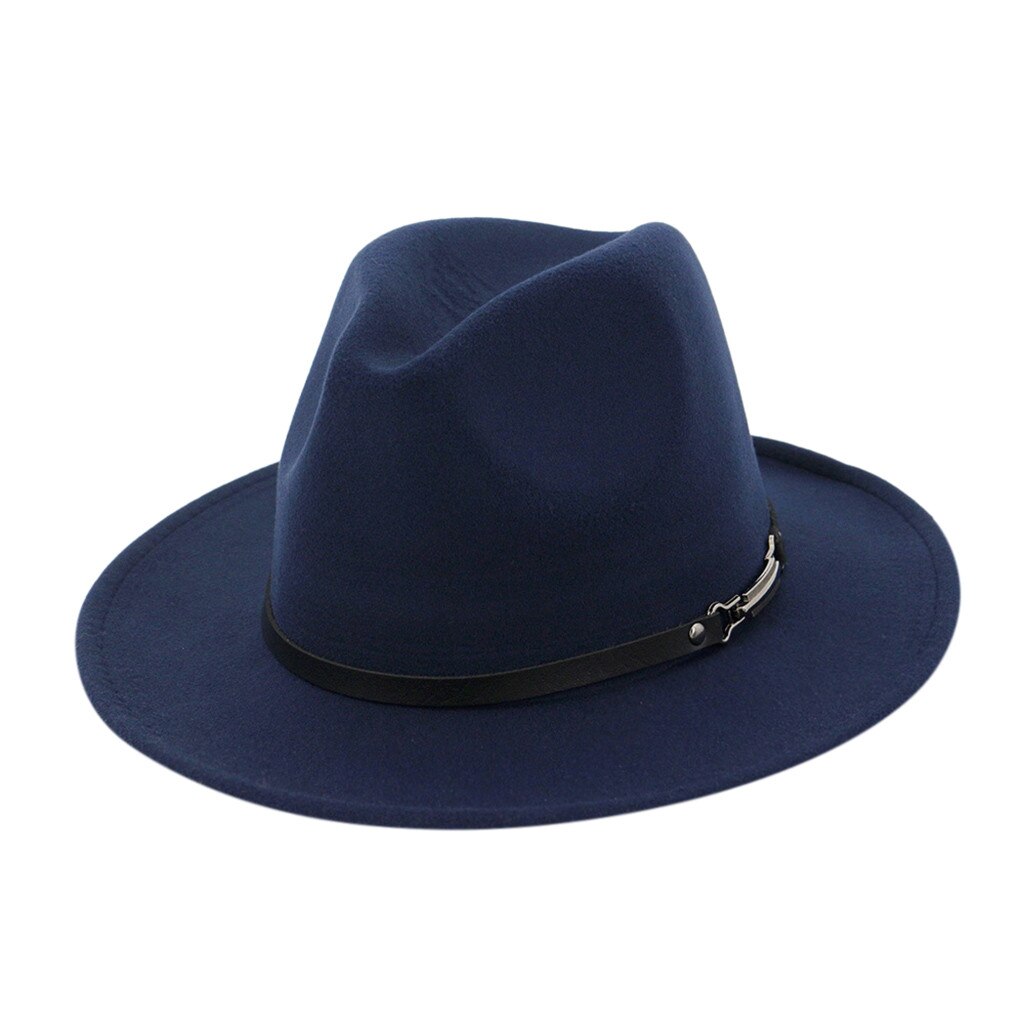 Emmer Hoed Vrouwen Mannen Vintage Brede Rand Hoed Met Riem Gesp Verstelbare Outbacks Visser Vrouwen Hoed Vrouwelijke Sombrero Mujer Chapeu: navy