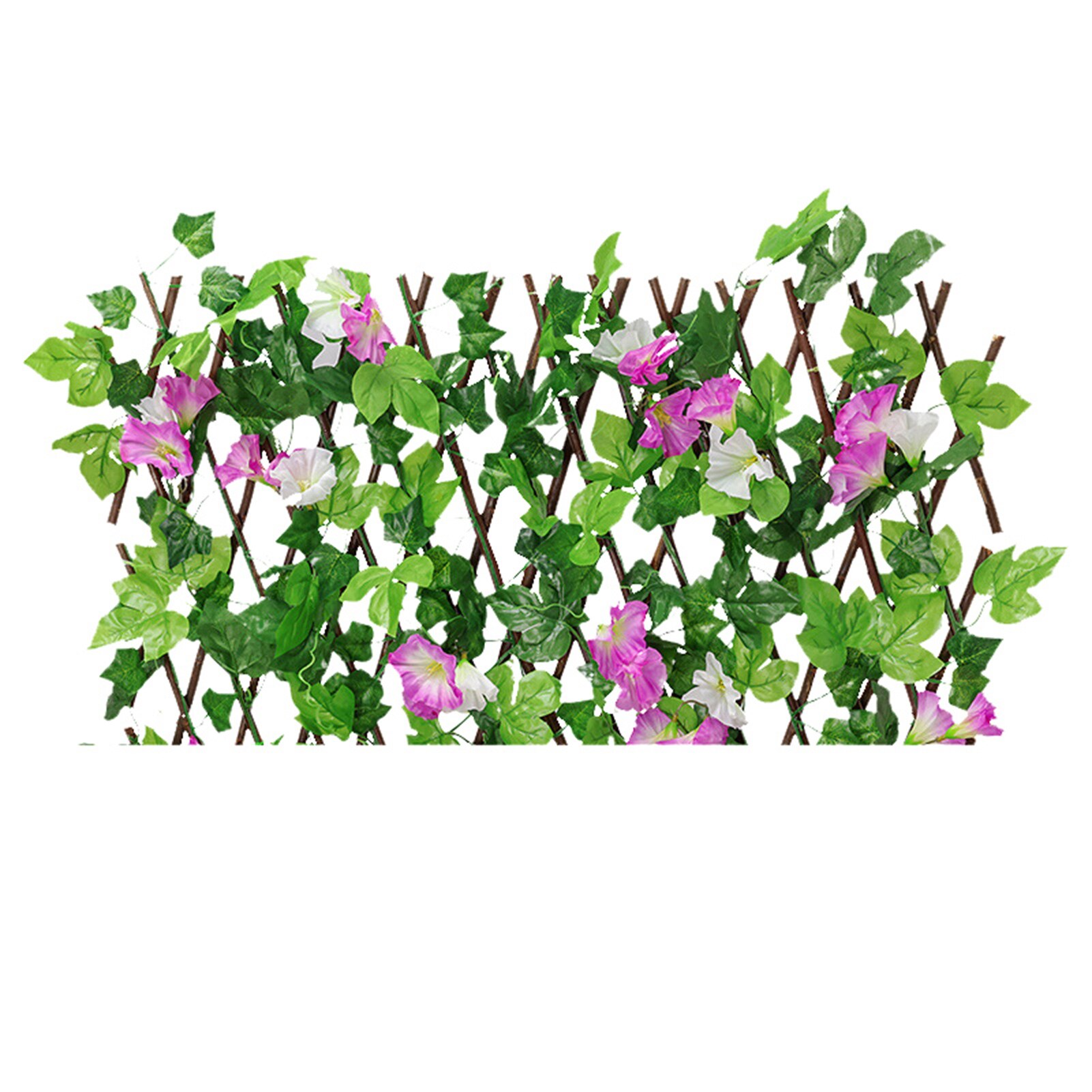 Retractable Artificial Willow Wood Fence With Flowers Protect Privacy Fence Suitable For Wall Decoration Fence Screens: Small Purple