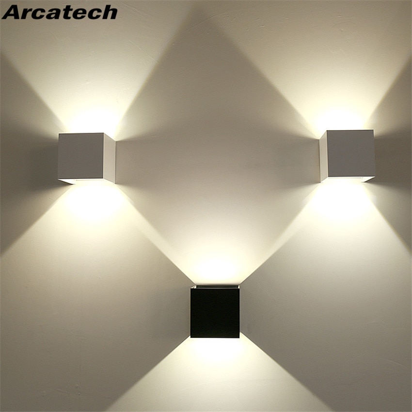 Moderne korte kubus verstelbare opbouw 12w led wandlamp buiten waterdicht  ip65 aluminium wandlampen tuinlamp