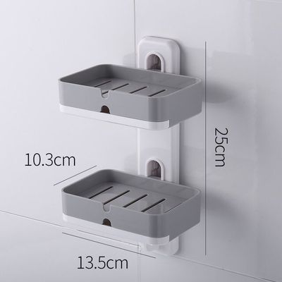 Porte-savon mural Double couche, support de rangement de salle de bains, ménage porte-savon étanche, accessoires de salle de bains: Gray B