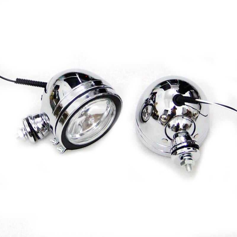 10mm krom metall motorcykel dimstrålkastare passerar körande spot ljus hjälplampor strålkastare  dc12v för harley chopper cruiser: Default Title