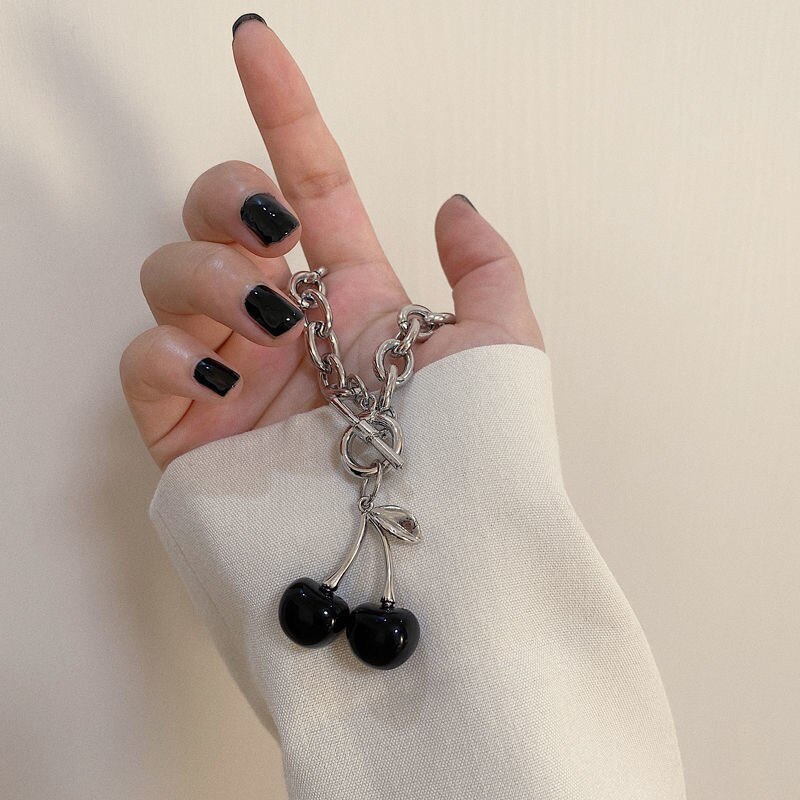 Halskette damen Hüfte-hüpfen Punk schwarz kirsche halskette anhänger einstellen dunkel mädchen gotisch müll damen Armbinde schmuck