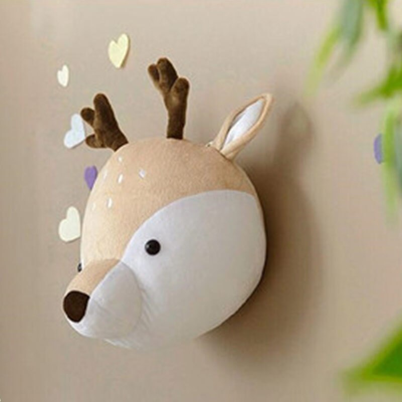 Baby børnehave 3d vægdekoration monteret kawaii fyldt elefant / giraf / zebra væghængende legetøj børneværelse dekor jul: Fawn