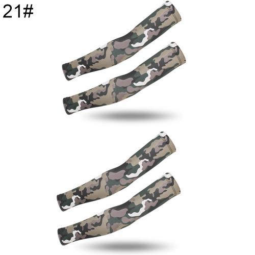 2 Pairs Zomer Arm Mouwen Camouflage Patroon Arm Warmers Mouwen Elastische Uv Zon Bescherming Lange Vingerloze Handschoenen Arm Mouwen: 21