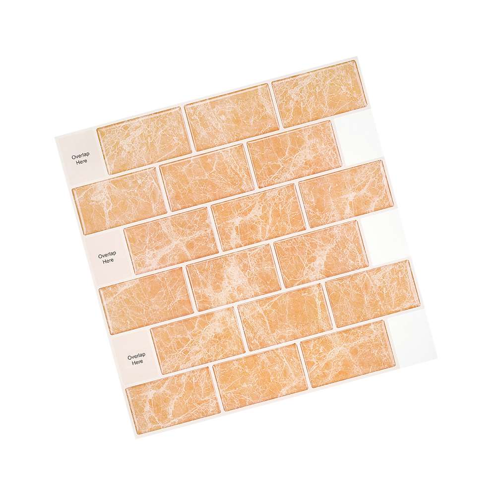 Golden Brown Marble Epoxy Waterproof Self-adhesive Wall Sticker Tile Sticker 3D Peel And Stick Subway Tiles Accessories
