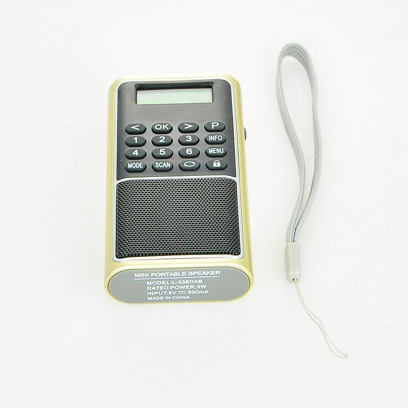 Portable DAB/DAB+ Radio Mini FM Receiver Loudspeaker with LED Display Support TF Card U Disk Automatic Channel Search Loop Play: Gold