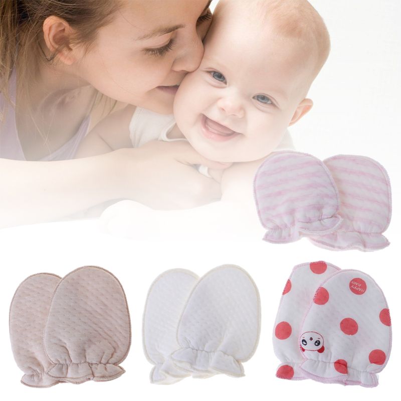 1 Pair Baby Gloves Anti Scratch Face Protection Soft Blend Cotton Warm Winter Autumn Anti Grab Cartoon Cute Newborn Care Mittens