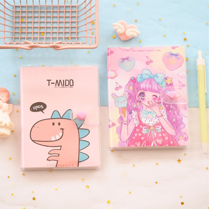 Small Dinosaur Button Rubber Sleeve Notebook Vocabulary Mini Notebook Notepad School Supply Escolar Papelaria