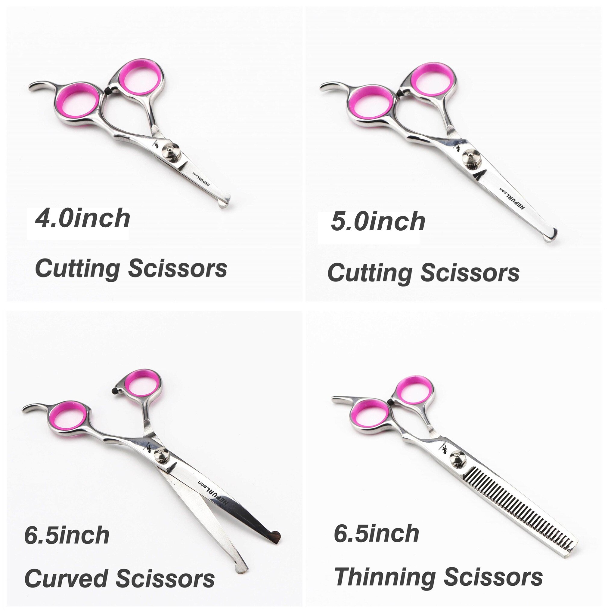 Safety Pet Grooming Scissors Round Head Tips Stainless Steel Pets Shears Dog Scissors Set Hair Cutting Curved Thinning Tools Kit