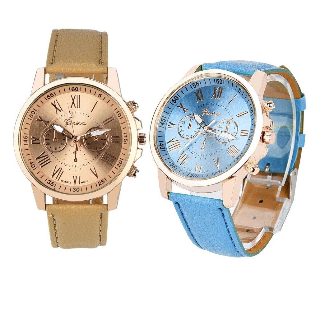 Vrouwen Romeinse Horloge Femme Lady Blue Roestvrij Waterdichte Polshorloge Cijfers Faux Leather Analoge Quartz Horloge #5