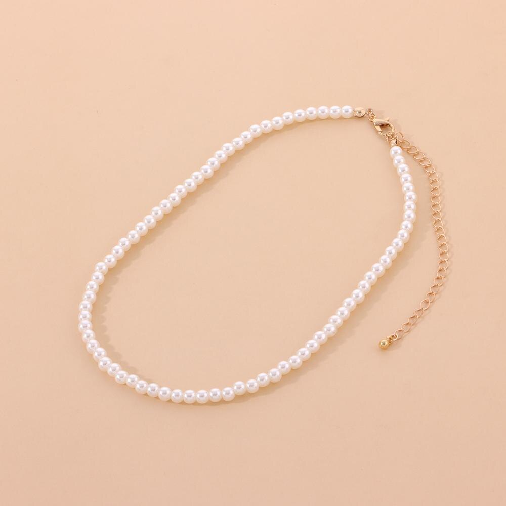 Temperament Gesimuleerde Pearl Choker Ketting Vrouwen Kralen Chocker Ketting Trui Keten Sieraden