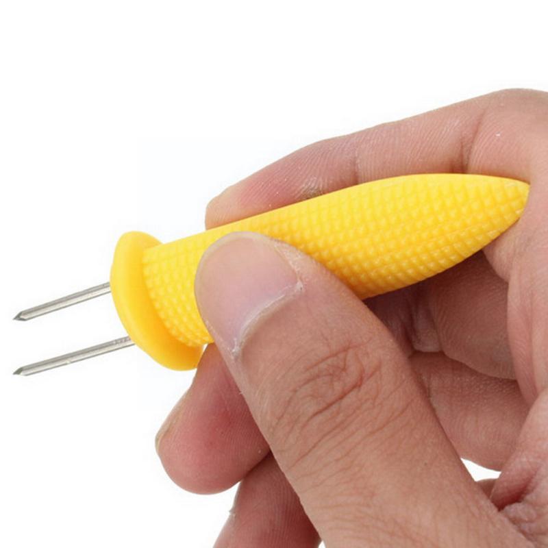 12Pcs Jumbo Maïskolven Houders Set Staal Corn Vlees Spiesjes Maïs Bbq Hond Gaffel Plaat Bbq Tool Vorken Vork Schotel E5j9