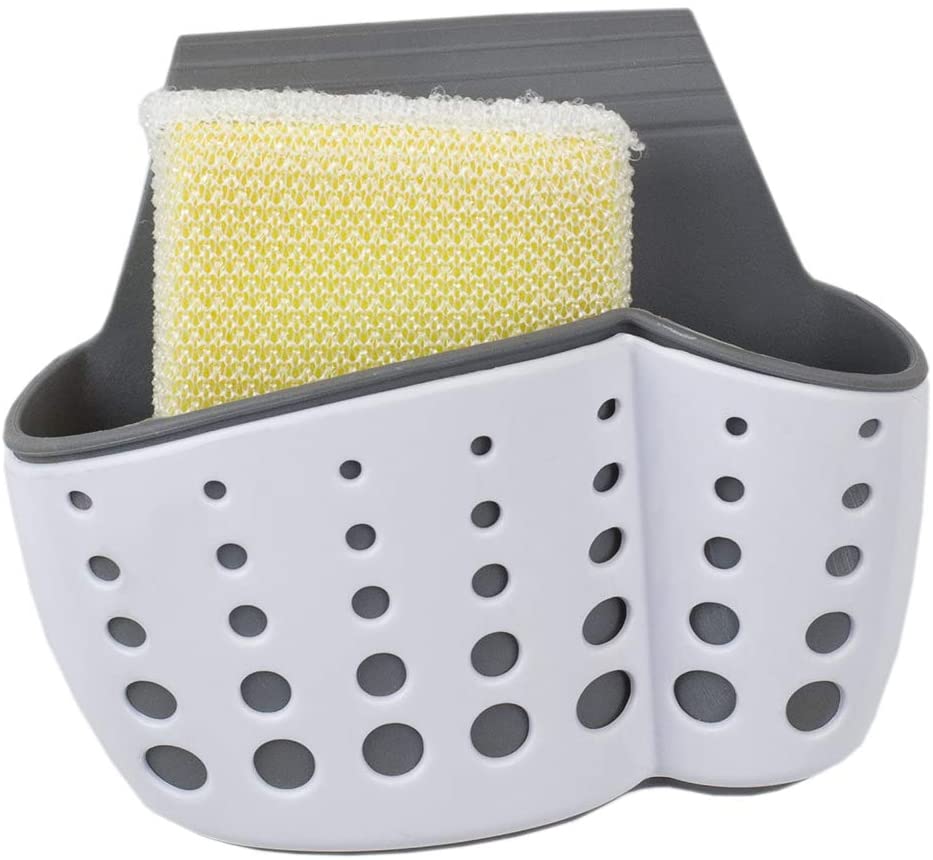 Porte-éponge de selle pour évier Double, égouttoir, blanc/gris