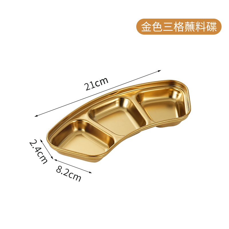 Plato de condimentos de acero inoxidable 304, olla , cuenco para inmersión, salsa de soja, barbacoa, Sushi, plato de vinagre, bandeja para condimentos, vajilla de cocina: Marfíl