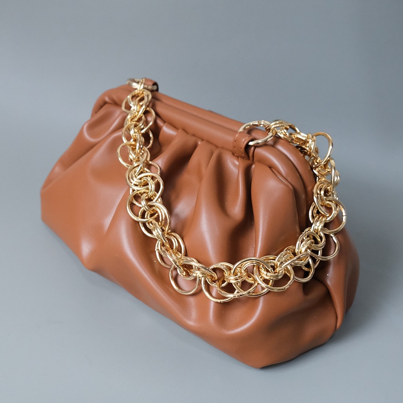 Nova moda bolsa feminina acessório peças destacáveis corrente de substituição metal dourado liso alça de ombro feminina alça de ombro