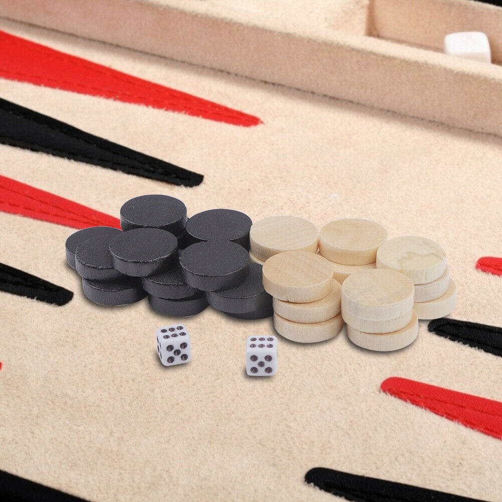 32 st backgammon trä bärbar reseklubb brädspel roliga hållbara utkast schackpjäser barn lär sig hantverk