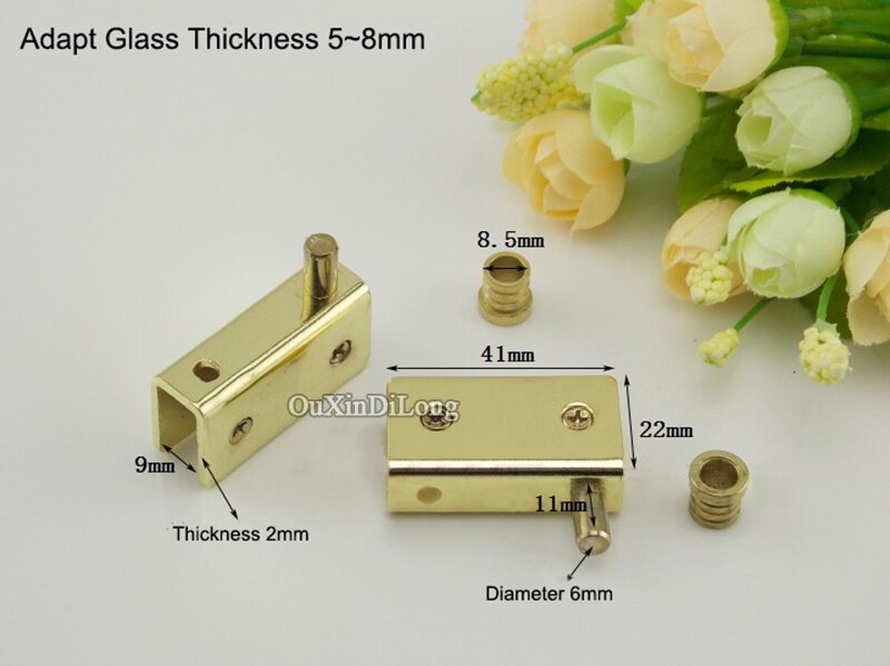 Mærke 5 par rustfrit stål glasdør drejelige hængsler installere op og ned glas hængsler faste klemmer klip guld til 5 ~ 8mm glas