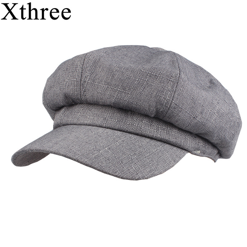 Xthree solid cotton lined Newsboy Caps for Women Spring Summer Hats Felt Cap Winter Ladies Beret Cap
