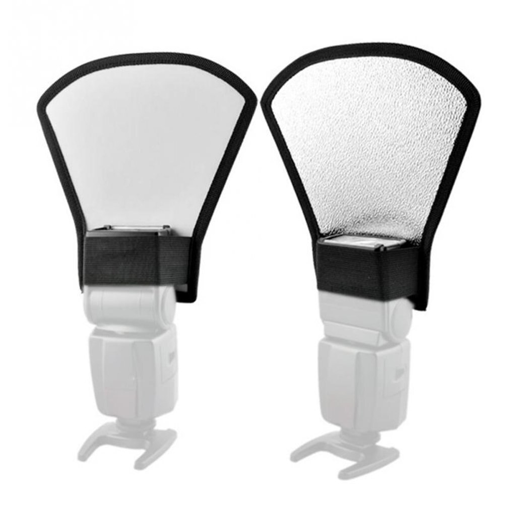 Universal difusor de flash para cámaras Softbox de plata y blanco Reflector SLR Cámara estudio de fotografía Accesorios