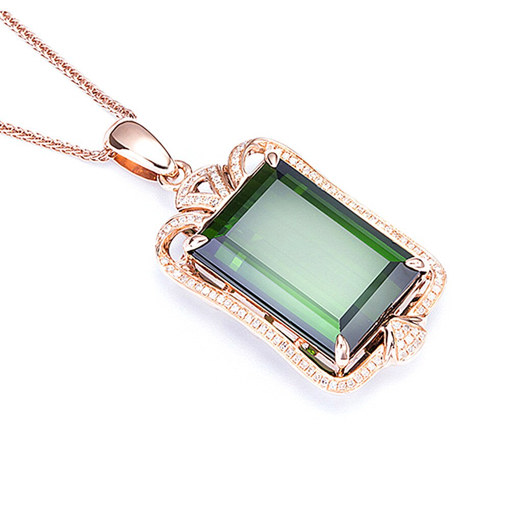 Big vintage emerald gemstones green crystal pendant necklaces for women zircon diamonds rose gold choker jewelry bijoux bague