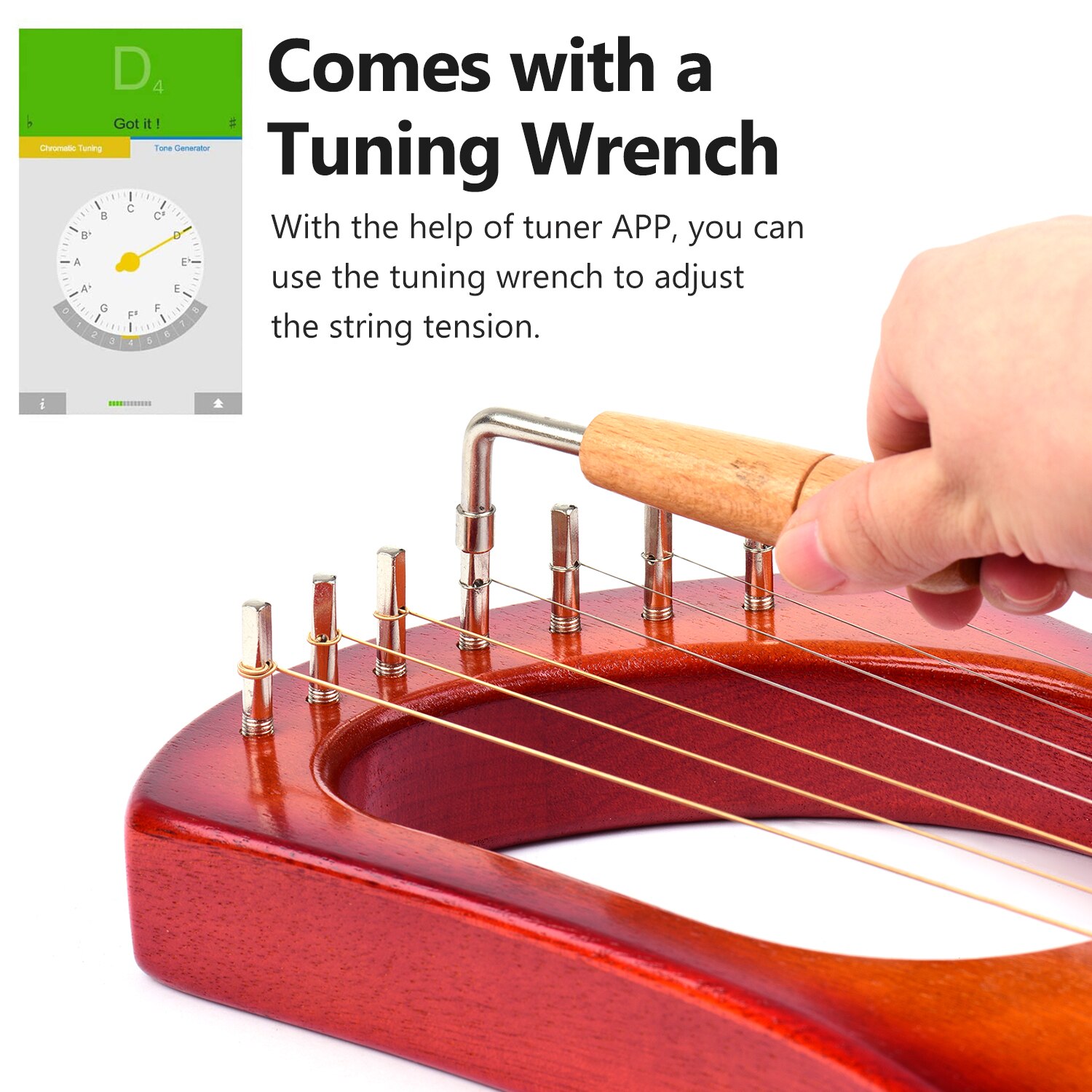 Ammoon 7- -strengs lyrharpe i gammel stil lyrer okoume træstrengeinstrument med bærepose/ ekstra strygesæt/ tuningnøgle