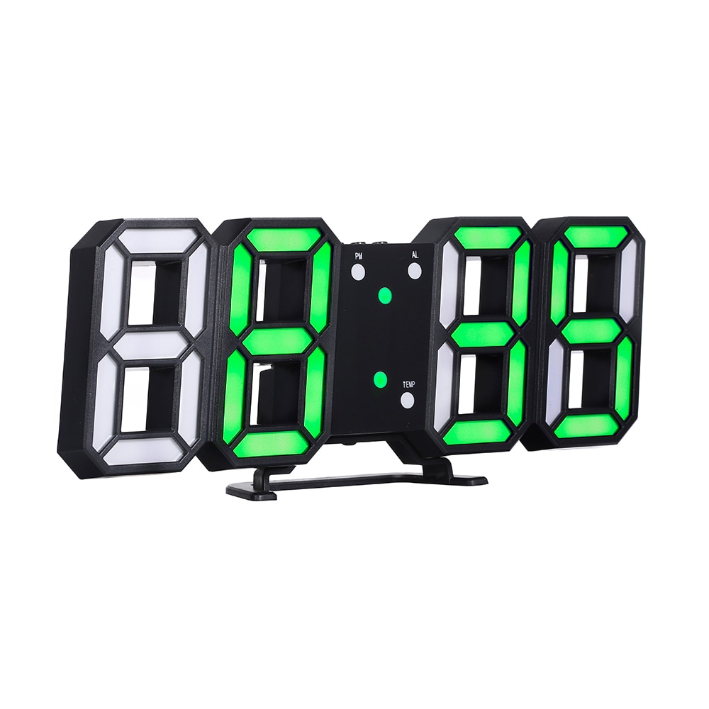 3D LED Digital Clock Glowing Night Mode Brightness Adjustable Electronic Table Clock 24/12 Hour Display Alarm Clock Wall Hanging