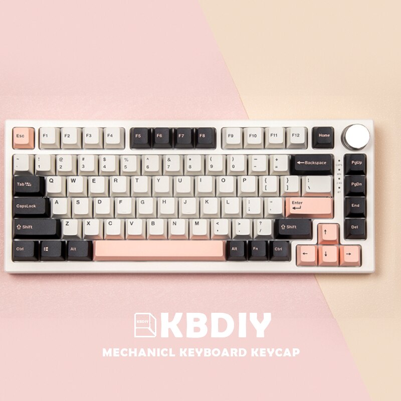 KBDiy 135 Keys PBT Keycaps OEM Profile Double Shot GMK OLIVIA White Pink 61 Keycap Set for Cherry MX Switch Mechanical Keyboard